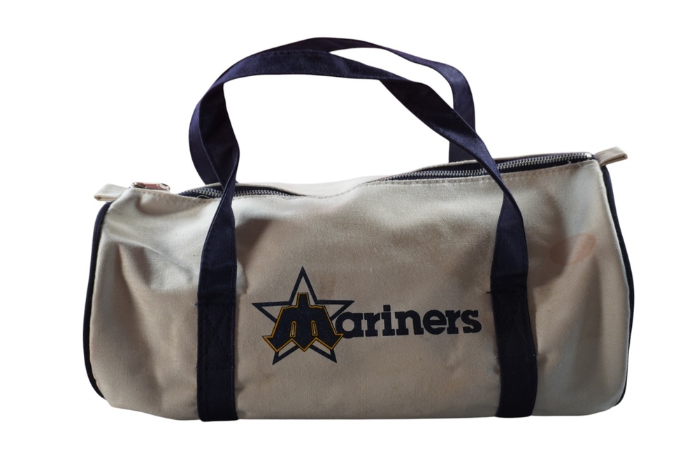 Vintage Seattle Mariners Duffel Bag 80s One Size Beige MLB Baseball Shell Auto